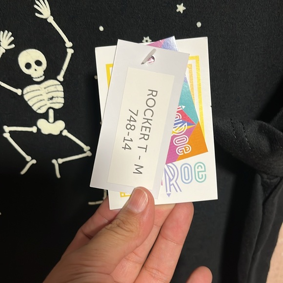 NWT Lularoe Glow in the dark, Rocker Tee, Skeletons - Picture 5 of 7